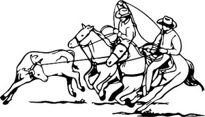 Cowboy Team Roping Calf Western Rodeo Car Truck Window Vinyl Decal Sticker - Picture 1 of 2