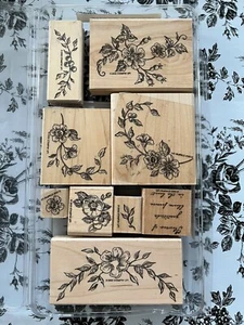 Stampin Up DEFINITELY DECORATIVE TOILE BLOSSOMS Stamp Set 7 Pieces 2002 & 2-2005 - Picture 1 of 9