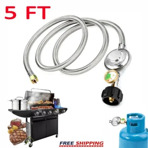 Regulador de manguera de gas propano de 5 pies de acero inoxidable de baja presión ajustable - Imagen 1 de 7