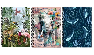 Cuaderno de animales A5 encuadernado en espiral forrado papel con reglas almohadilla de escritura diario oficina - Imagen 1 de 5