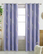 Deconovo, Striped Foil Printed Blackout Curtains, Light Purple, 2 Pieces 52"x90"