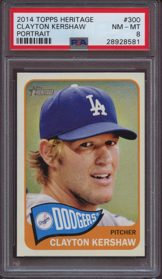 2014 Topps Heritage 300 Clayton Kershaw Portrait PSA 8 Near Mint-Mint - Image 1 of 1