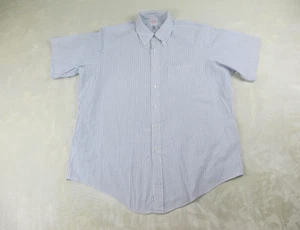 VINTAGE Brooks Brothers Shirt Mens 2XL XXL 17 White Blue Button Up Casual* - Picture 1 of 11