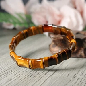 Natural Tiger Eye Beads Healing Chakra Protection Stone Bangle Stretch Bracelet - Picture 1 of 3