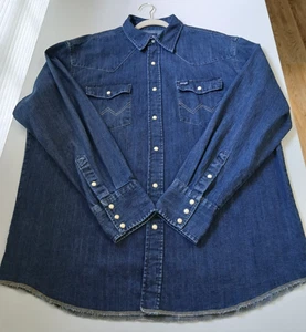 Vintage Wrangler Pearl Snap Hemd Herren XL Western Denim Cowboy Rodeo - Bild 1 von 7
