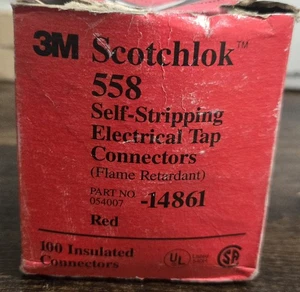 NEW 3M 14861 SCOTCHLOK 558SELF-STRIPPING ELECTRICAL TAP CONNECTORS RED BOX OF 98 - Picture 1 of 5