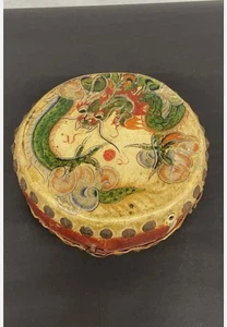 Vintage chinesische handbemalte Trommel mit Drachen & Phönix Motiven - Bild 1 von 9
