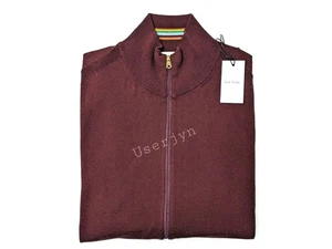 Paul Smith Men's Artist Stripe Burgundy Wool Zip Cardigan  Sweater Size: XXL - Picture 1 of 13