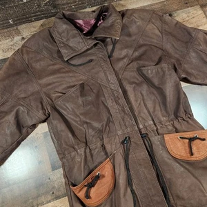 Vintage Dmitri Lederjacke Damen Small Petite Braun Relaxed Fit 90er - Bild 1 von 14