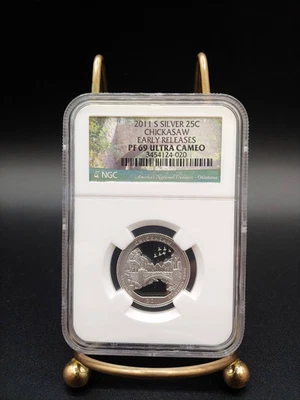 2011-S Silver 25C Chickasaw NGC PF-69 Ultra Cameo Quarter - FREE Shipping! - Image 1 of 4