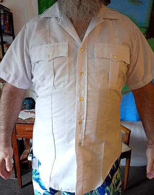 Camisa grande blanca para hombre PARAGON PLUS ELBECO mezcla algodón EE. UU. 2 bolsillos Foto 1 de 4