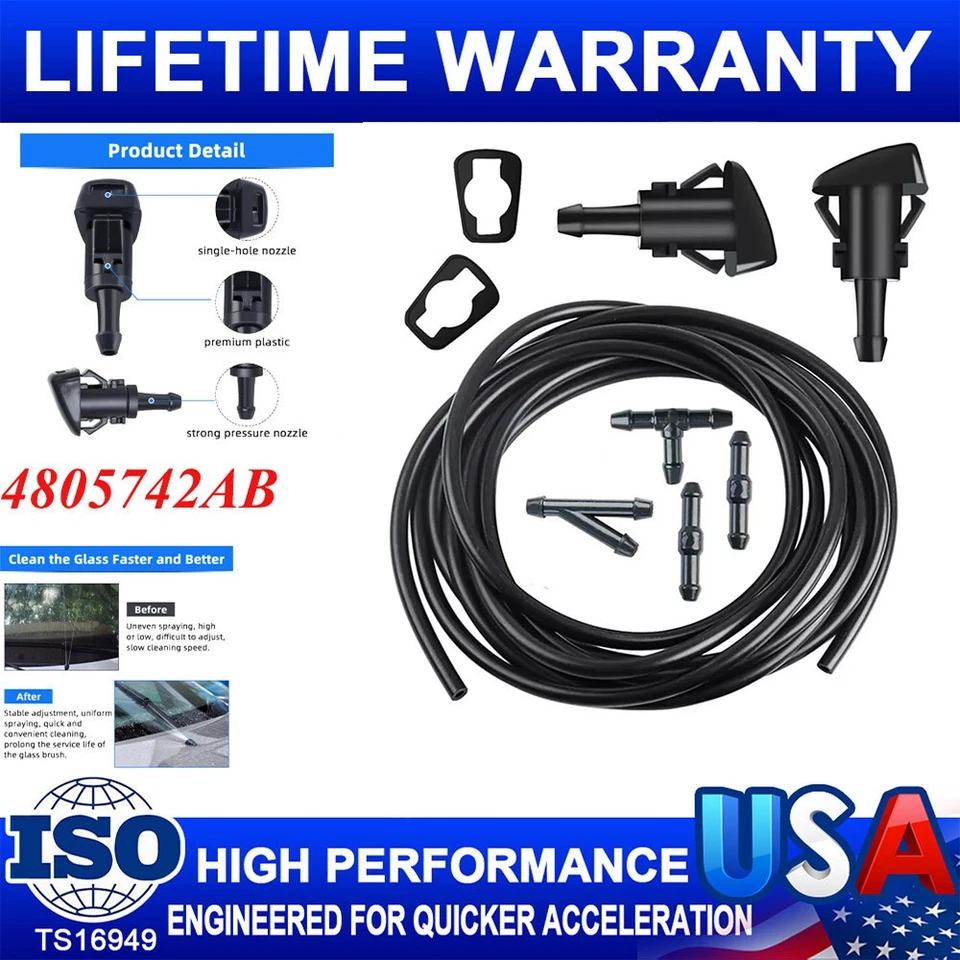 Boquilla de pulverización de agua limpiaparabrisas limpiaparabrisas 2 piezas para Chrysler 300C Jeep Dodge Ram Foto 1 de 4