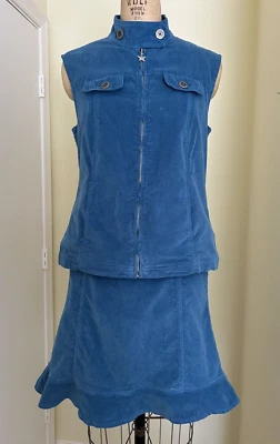 Fresh Produce Mujer Talla M Chaleco y Falda Conjunto de 2 Piezas Azul Pana Bolsillos con Cremallera Foto 1 de 4