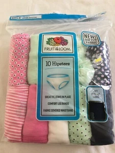 NWT Fruit of Loom Girls Hipsters Panties Underwear 10 pairs/pack Stripes Flowers - Picture 1 of 2