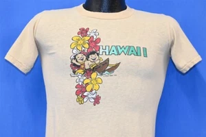 vtg 80s HAWAII POLY TEES BOAT HIBISCUS FLOWER TOURIST CHILDREN KIDS t-shirt YM - Picture 1 of 3