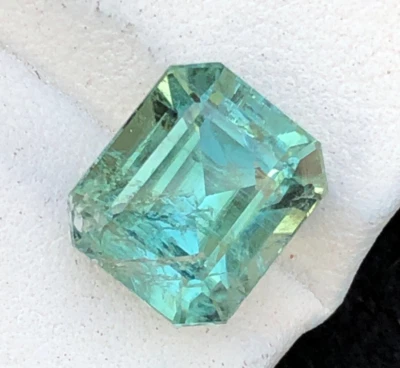 3.6 Ct Faceted Emerald Cut Blue Green Tourmaline Loose Gemstone From Afghanistan - Image 1 of 4