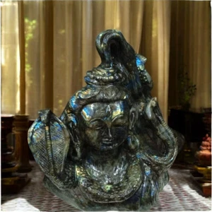 11" Labradorita Shiv Murti Cristal Tallado a Mano Shiva Ídolo para Decoraciones de Habitación Pooja - Imagen 1 de 6
