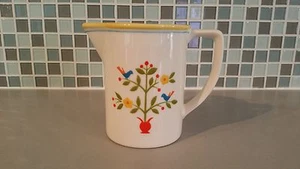 Vintage Mid Century Krug weiß Porzellan Keramik Blumen Baum und Vögel Japan - Bild 1 von 9
