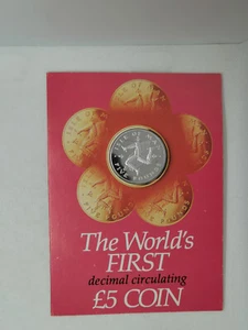 ISLE OF MAN 1981 £5 five pound silver proof coin DIE MARK D card UNC sealed pack - Picture 1 of 8