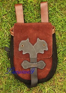 Riñonera de cuero de napa, bolso medieval LARP monedero bolso de cuero - Imagen 1 de 3