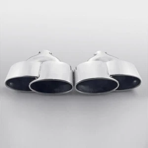 Pair 2.4" Inlet Stainless Steel Exhaust Tip Quad Out Staggered Single Wall 8" L - Picture 1 of 8