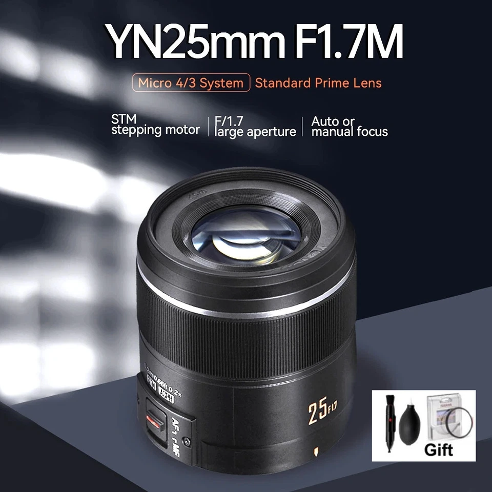 Yongnuo YN25mm F1.7M AF/MF Lens for Micro M4/3 Mount Olympus Panasonic GH5 G100 - Image 1 of 4