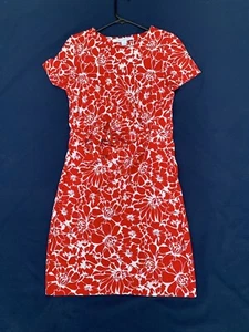 Diane von Furstenberg Zoe in Dahlia Small Poppy Floral Tie Waist Dress 4 Red - Picture 1 of 13