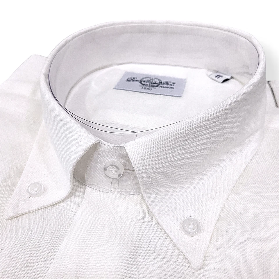 Camicia UOMO tinta unita in puro lino "PRINCIPE DEL FORO" Bianca 39 - 41 - 45 - Immagine 1 di 1