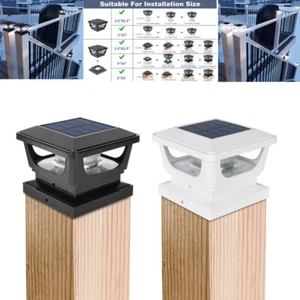 2-10x Outdoor Solar Powered LED Deck Post Light Garden Cap Square Fence Lamps UK - Picture 1 of 34
