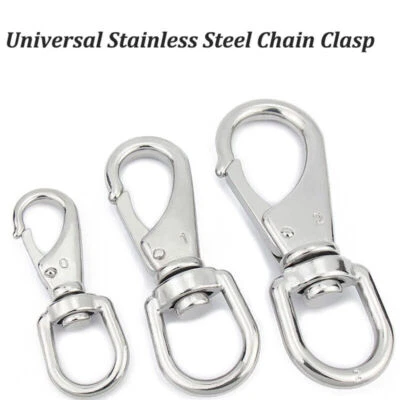 A2 Stainless Steel Large Swivel Lobster Clasp Clips Carabiner Snap Hook key Ring - Image 1 of 4