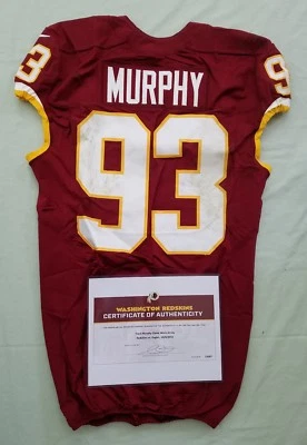 Washington Redskins #93 Trent Murphy Worn & Unwashed Jersey vs Eagles COA 15007 - Image 1 of 4