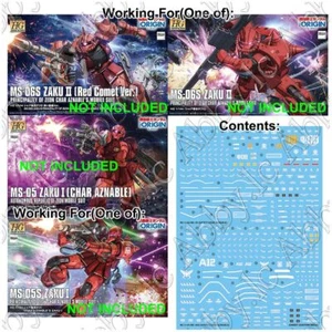 for HG 1/144 Zaku II I Red Comet Char Anzable The Origin UV Light-reactive Decal - Afbeelding 1 van 12