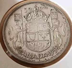 1958 - 50 Cents - Coin Of Canada - Silver Coin - Picture 1 of 2