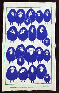 Australian Linen Hand Towel Sheep by Judy McCallum Designed & Printed NWOT A457 - Imagen 1 de 6