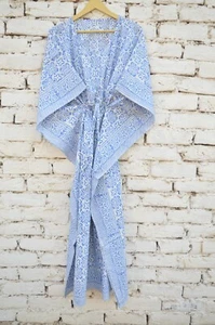 Block Print Cotton Long Kaftan Maxi Dress Floral Caftan Summer 2k25 - Picture 1 of 9