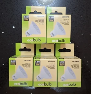 Ecobulbs LED 5-Pack GU10 BASE Warm White 5.5W=50W 430 LUMENS LIFE SPAN 36,000 - Picture 1 of 5