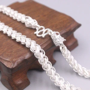 999 Real Silver Necklace For Men Women 9mm Dragon Head Circle Silver Chain - Picture 1 of 5