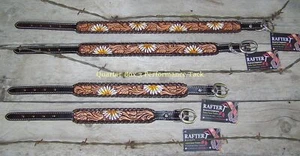 Hundehalsband - bemalt Gänseblümchen, brauner Peitschstich von Rafter T Ranch - Bild 1 von 6