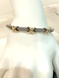 D YURMAN .925-14KT KABEL X-SAMMLUNG-5,0mm-3-X's 14KT. ARMBAND-29,2 GRMS-UJX-1 - Bild 1 von 5