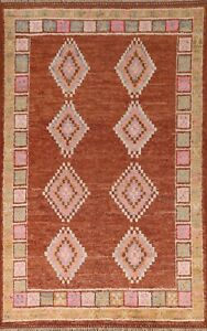 Rust Color Southwestern Moroccan Area Rug 6x8 Hand-knotted Wool