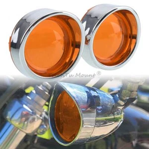 Amber Turn Signal Light Lens Cover Bezels Visor For Harley Street Electra Glide - Picture 1 of 20