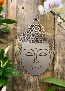 BUDDHA KOPF STAHL WAND KUNST GARTEN HAUSDEKOR YOGA BUDDHISMUS GESCHENK SMLL - Bild 1 von 3