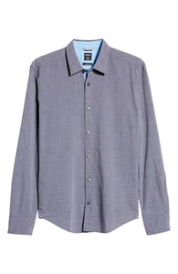 BOSS Hugo Boss Herren Reid Slim Fit Dobby Langarm Hemd Dunkelblau, XXL - Bild 1 von 7