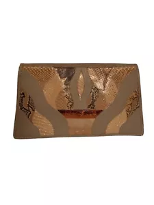 Vasilis for Trotting Brown Snakeskin Leather Large Clutch Vintage Purse Handbag - Picture 1 of 8