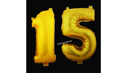  MIS QUINCE FOIL # 15 BALLOON PARTY DECORATIONS GOLD QUINCEANERA 15TH  16" - Image 1 of 4