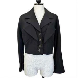 Karl Lagerfeld Vintage Cropped Jacket Triple Lapel Made in France Wool & Silk - Picture 1 of 12