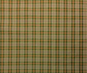 DESIGNER 100% SILK CHECK FERN GREEN RED STRIPE MULTIUSE FABRIC BY THE YARD 55"W - Picture 1 of 5