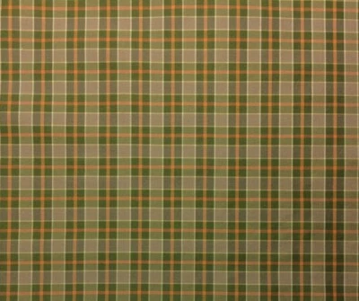 DESIGNER 100% SILK CHECK FERN GREEN RED STRIPE MULTIUSE FABRIC BY THE YARD 55"W - Image 1 of 4