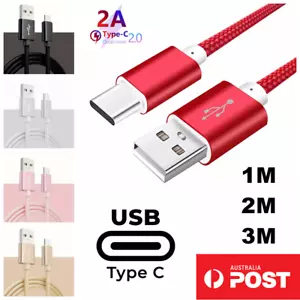 Braided USB C Type C to USB A Charger Cable Charging Data Cord For Android Apple - Picture 1 of 12