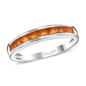 GORGEOUS!! 0.40ctw Crimson Fire Opal Half Eternity Ring Rhodium Plated Size 9 - Picture 1 of 6